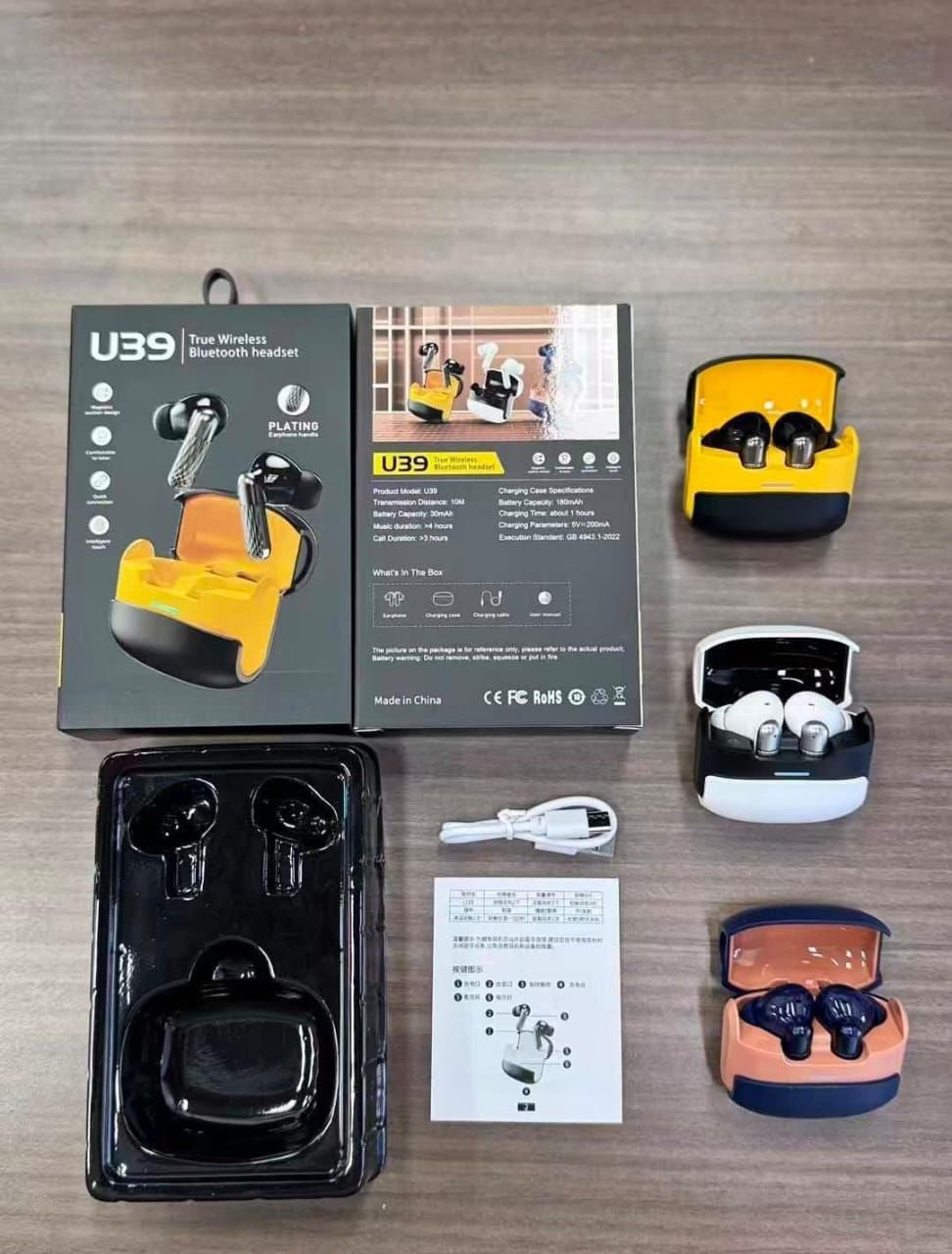 U39 True Wireless Bluetooth Earbuds - Magnetic Suction Design TWS - Stereo Sound & Deep Bass - Intelligent Touch Control - Type-C Quick Charge - ENC Noise Reduction - Best for Calling & Music - Universal Compatibility